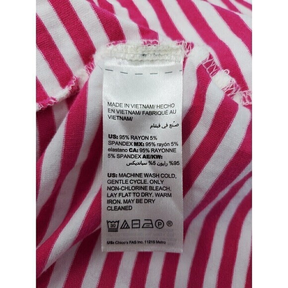 CHICO'S LOT TWO LONG SLEEVE PULLOVER TOP HOT PINK & BEIGE SIZE 2 LARGE - Picture 11 of 12